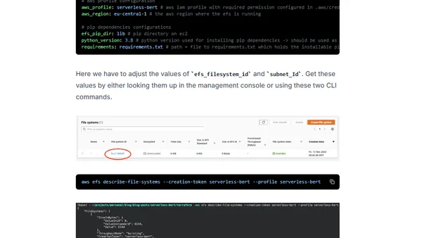 New Serverless BERT with Huggingface, AWS Lambda, and AWS EFS
