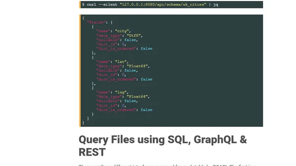 ROAPI: An API Server for Static Datasets