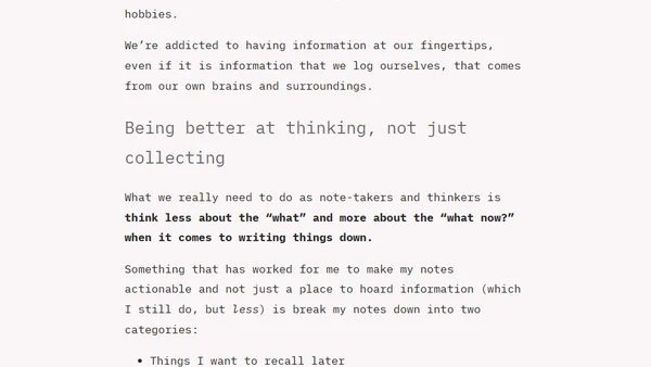 The what and the what now: note-taking