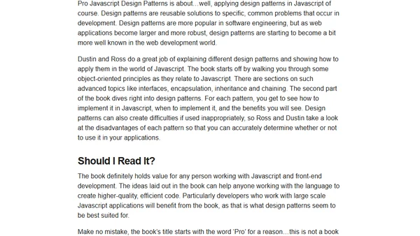 Book Review: Pro JavaScript Design Patterns