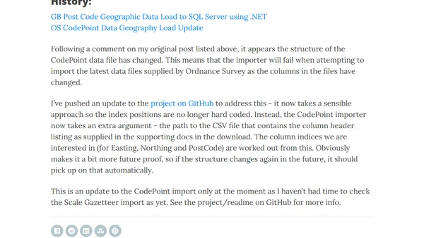 OS CodePoint Data Geography Update Sept 2011