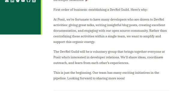 New Role at Posit: Head of Developer Relations