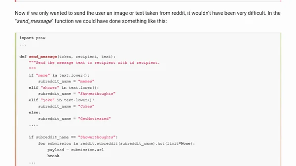 Making a Reddit + Facebook Messenger Bot