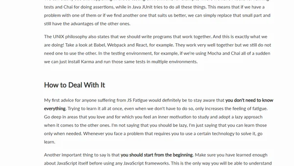 The Ultimate Guide to JavaScript Fatigue: Realities of our industry