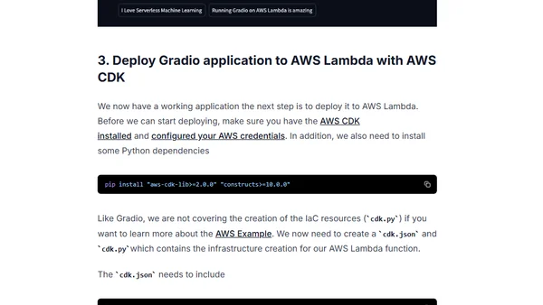 Serverless Machine Learning Applications with Hugging Face Gradio and AWS Lambda