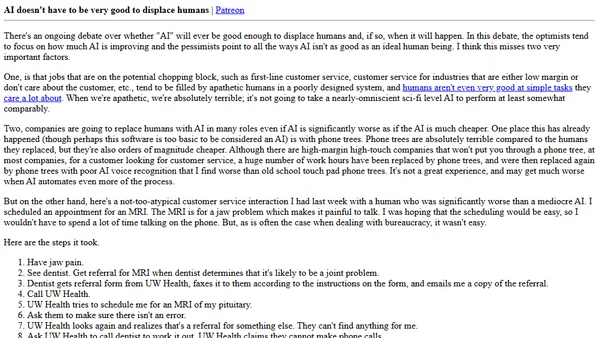 AI doesn't have to be very good to displace humans