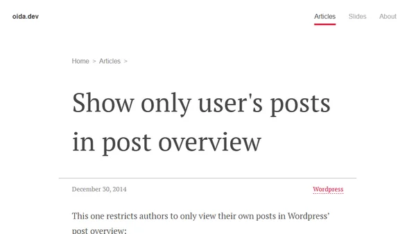 Show only user's posts in post overview