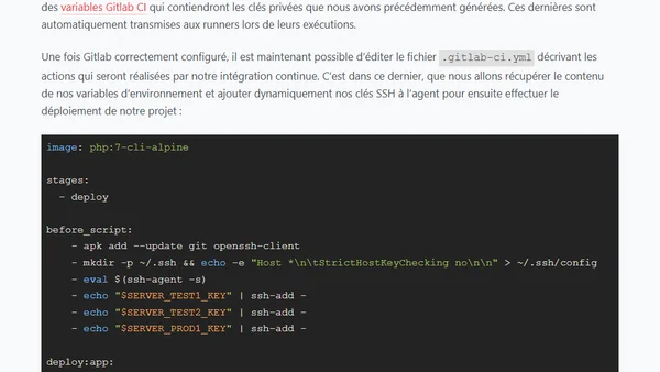 Déploiement avec Deployer et Gitlab CI
