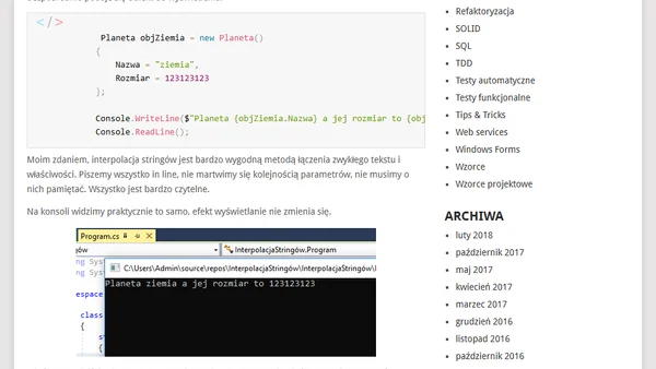 C#: Console.WriteLine() na różne sposoby