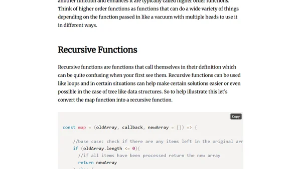 Javascript - Writing Map as a Recursive Function