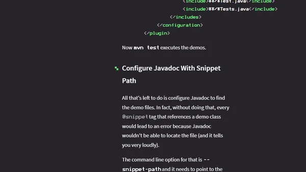 Configuring Maven For Compiled And Tested Code In Javadoc