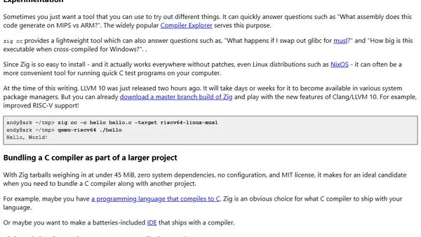 `zig cc`: a Powerful Drop-In Replacement for GCC/Clang