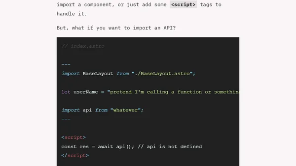 Calling an imported API at runtime in Astro