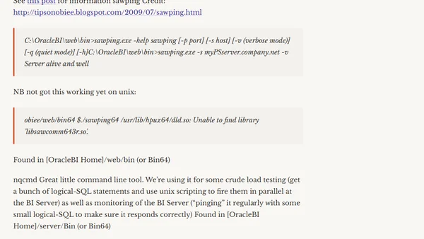 OBIEE admin tools &amp; hacks