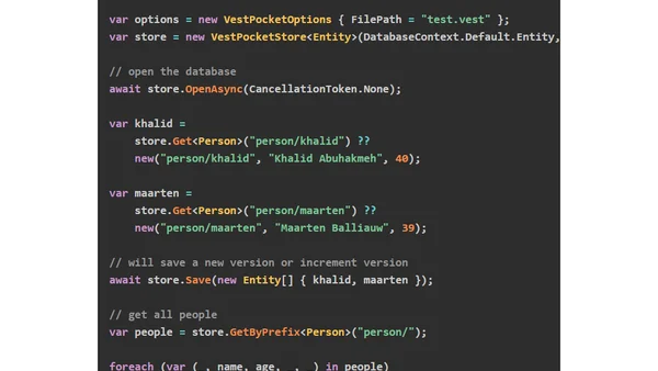 VestPocket: File-based Data Storage for AOT .NET Applications