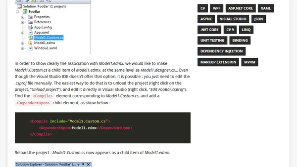 [Visual Studio] Trick : make a project item a child item of another