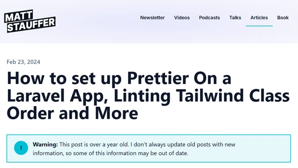 How to set up Prettier On a Laravel App, Linting Tailwind Class Order and More