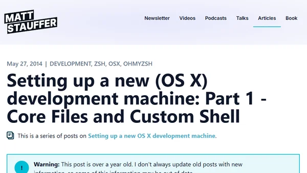 Setting up a new (OS X) development machine: Part 1 - Core Files and Custom Shell