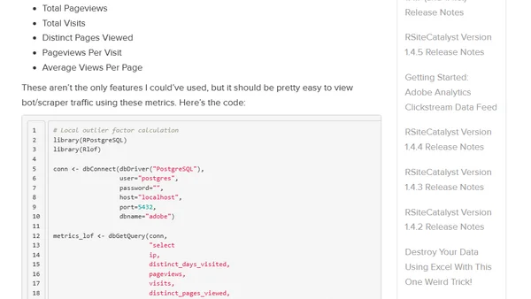 Adobe Analytics Clickstream Data Feed: Calculations and Outlier Analysis