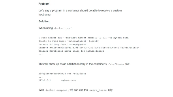 Add an additional host entry to docker container