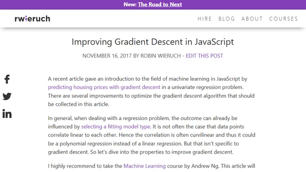 Improving Gradient Descent in JavaScript