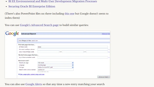 Advanced Googling for OBIEE information