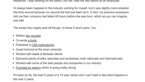 Half a decade since I went independent again