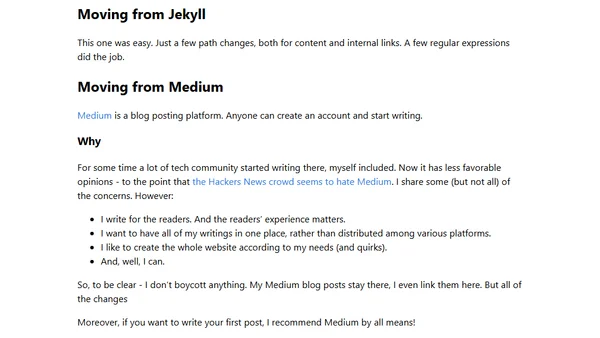 New blog - moving from Medium to Gridsome