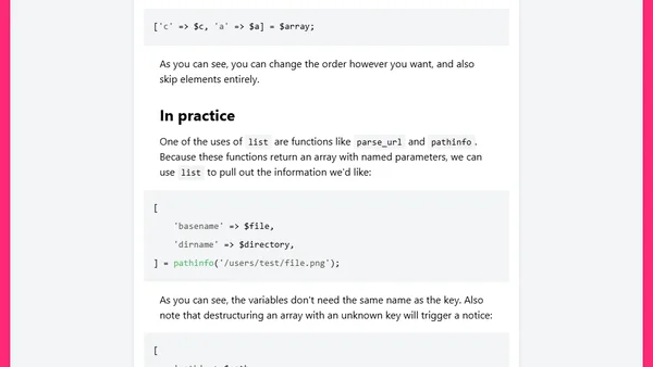 Array destructuring in PHP
