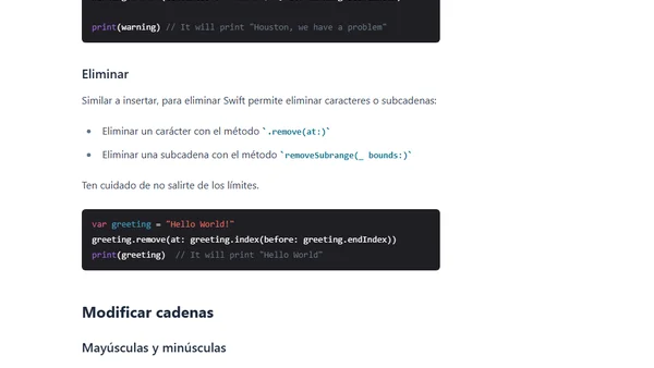 Métodos útiles para cadenas en Swift