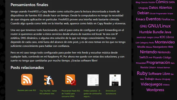 Mi solución RSS con software libre y autogestionado