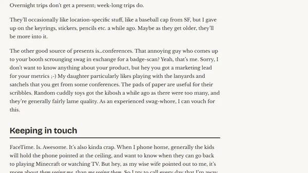 Travelling for Work, with Kids at Home