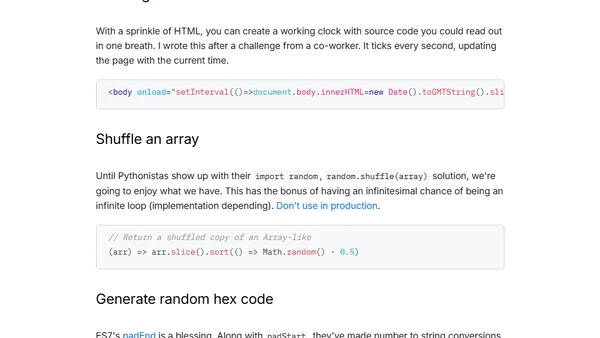 JavaScript One-Liners That Make Me Excited