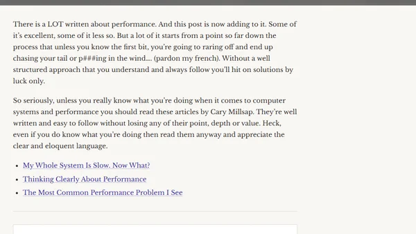 Brilliant performance articles by Cary Millsap
