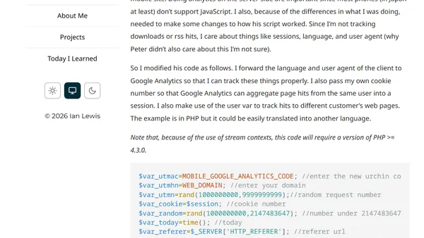 Google Analytics for Mobile Sites