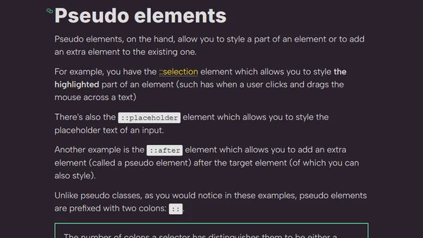 Pseudo classes vs Pseudo elements