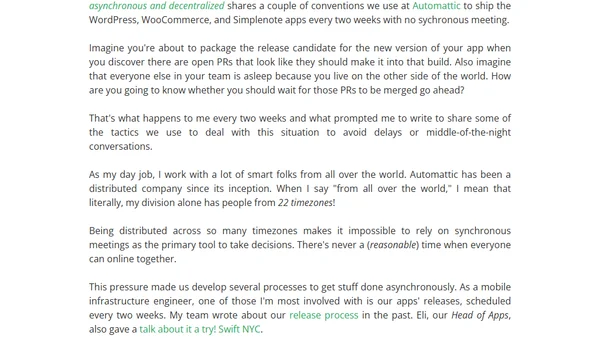 A distributed asynchronous release process