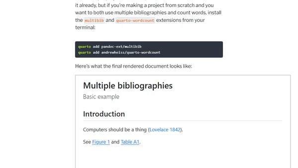How to create separate bibliographies in a Quarto document