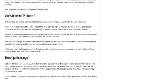 Saner HTML5 History Management