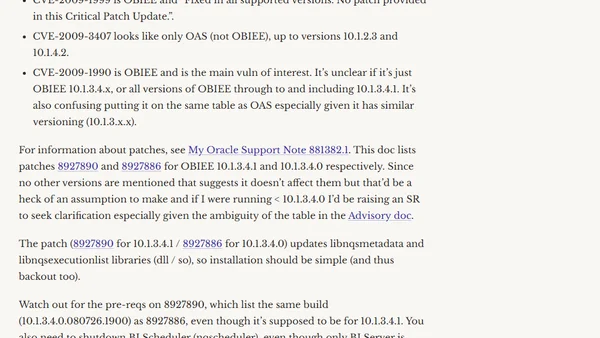Critical Patch Update - OBIEE vuln CVE-2009-1990
