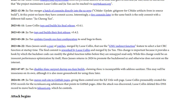 Timeline of the xz open source attack