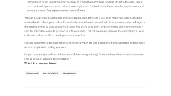 The importance of good documentation