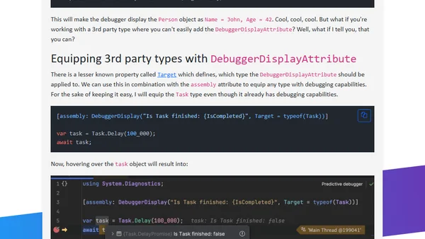 Equipping 3rd party types with debugging capabilities