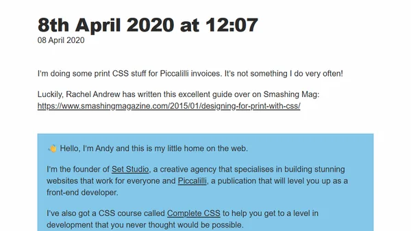 8th April 2020 at 12:07