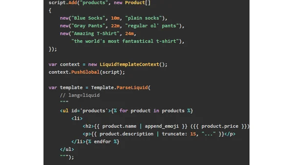 Scriban for Text and Liquid Templating in .NET