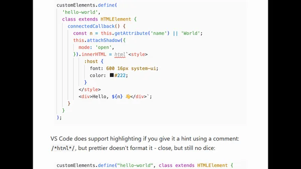 Syntax Highlighting in Web Component Templates [blog]