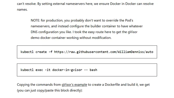 Running Docker in Docker on GKE Autopilot with gVisor