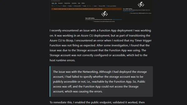 Azure Function App Host Runtime Error