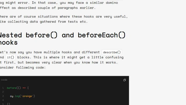 Cypress basics: before(), beforeEach(), after() and afterEach()